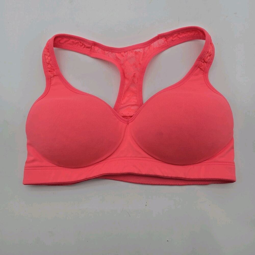 Victorias Secret Sports Bra Womens Small Pink Padded Lace Racerback